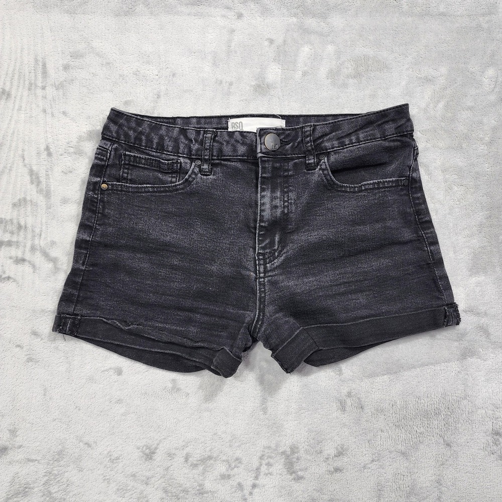 RSQ Jeans Shorts Womens 7 Juniors Black Sunset High Rise‎ Cutoff Denim Stretch